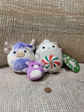 Squishmallows Plush Trio - Purple, White, Cream